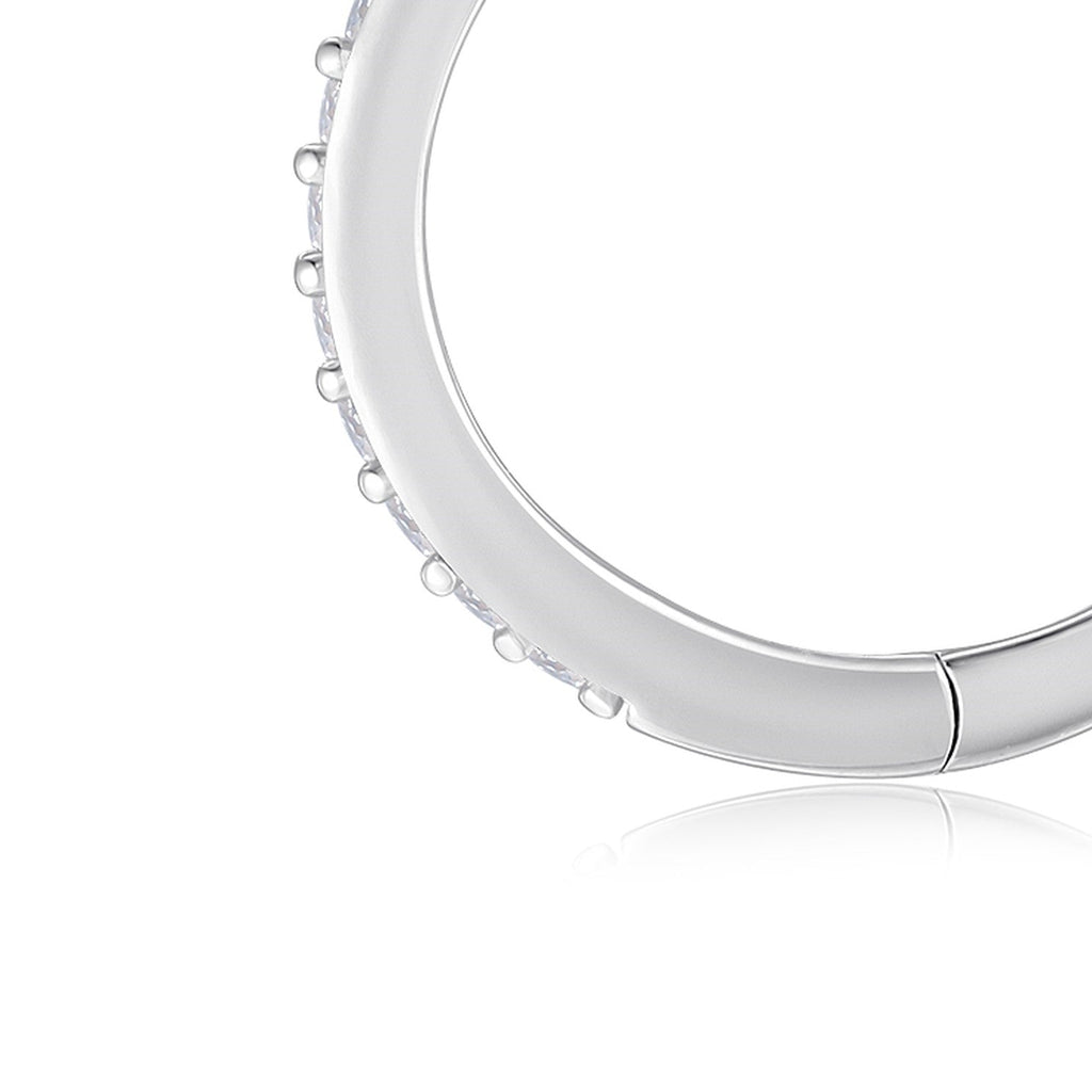 Solco Moissanite Huggie Hoop Earrings in Sterling Silver
