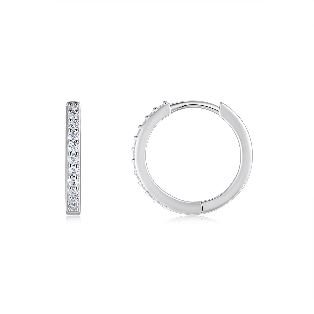 Solco Moissanite Huggie Hoop Earrings in Sterling Silver