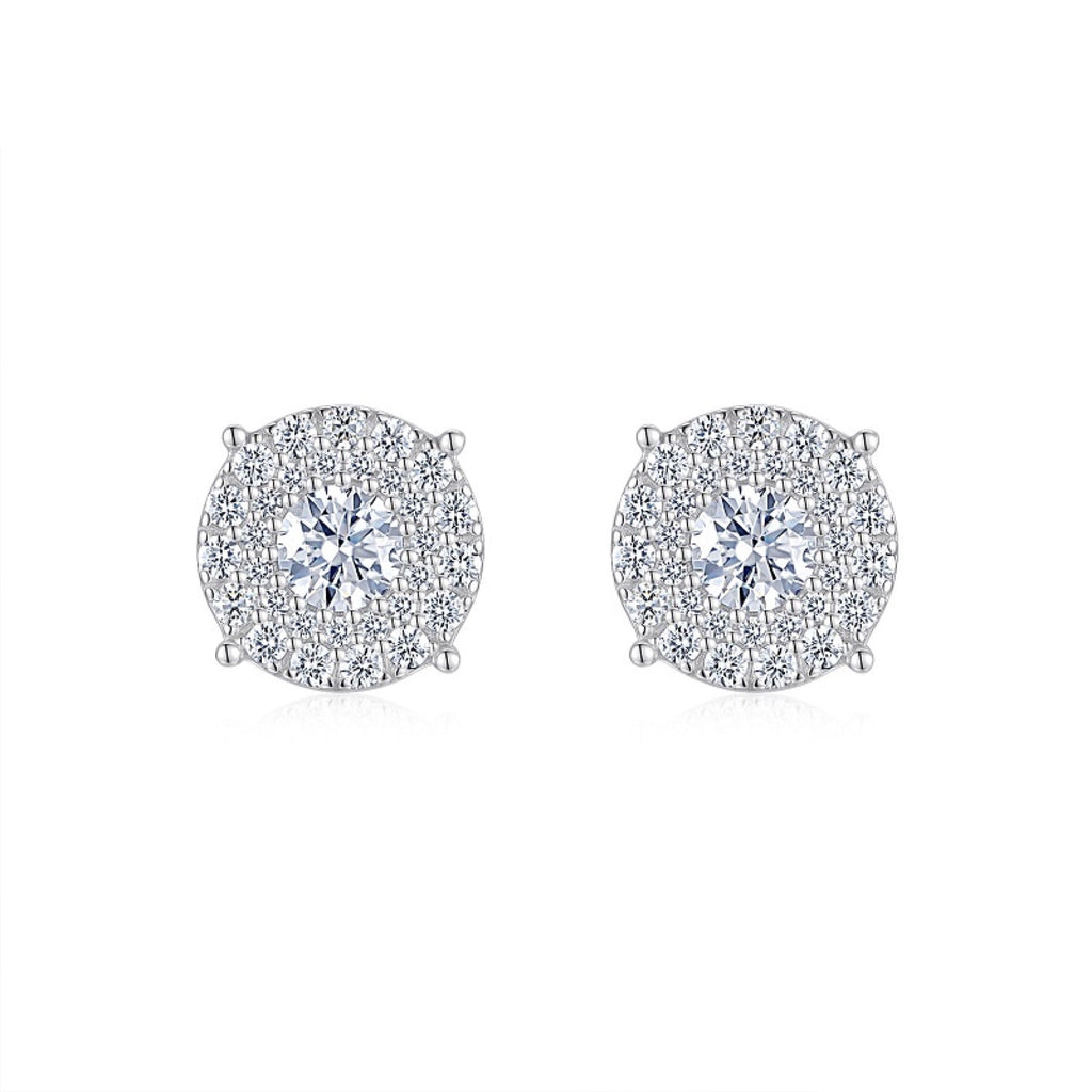 Radiale Moissanite Halo Stud Earrings in Sterling Silver