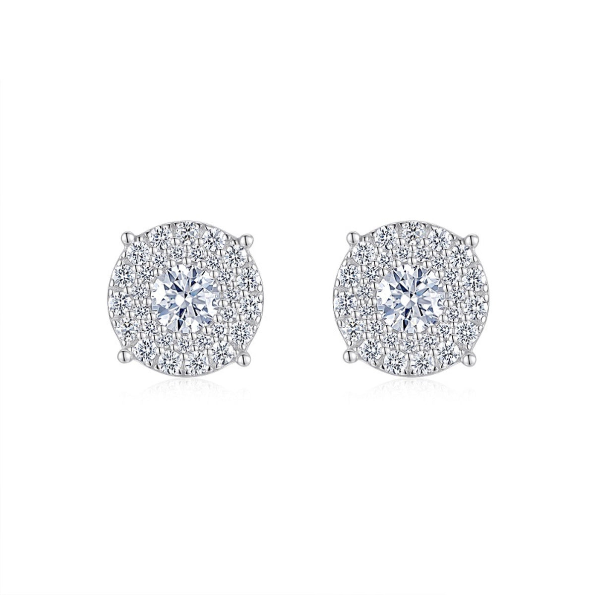 Radiale Moissanite Halo Stud Earrings in Sterling Silver