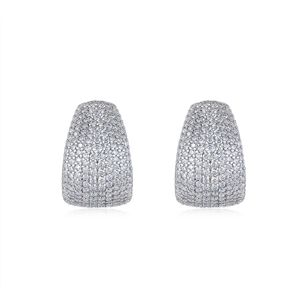 Cupola Moissanite Half-Hoop Stud Earrings in Sterling Silver