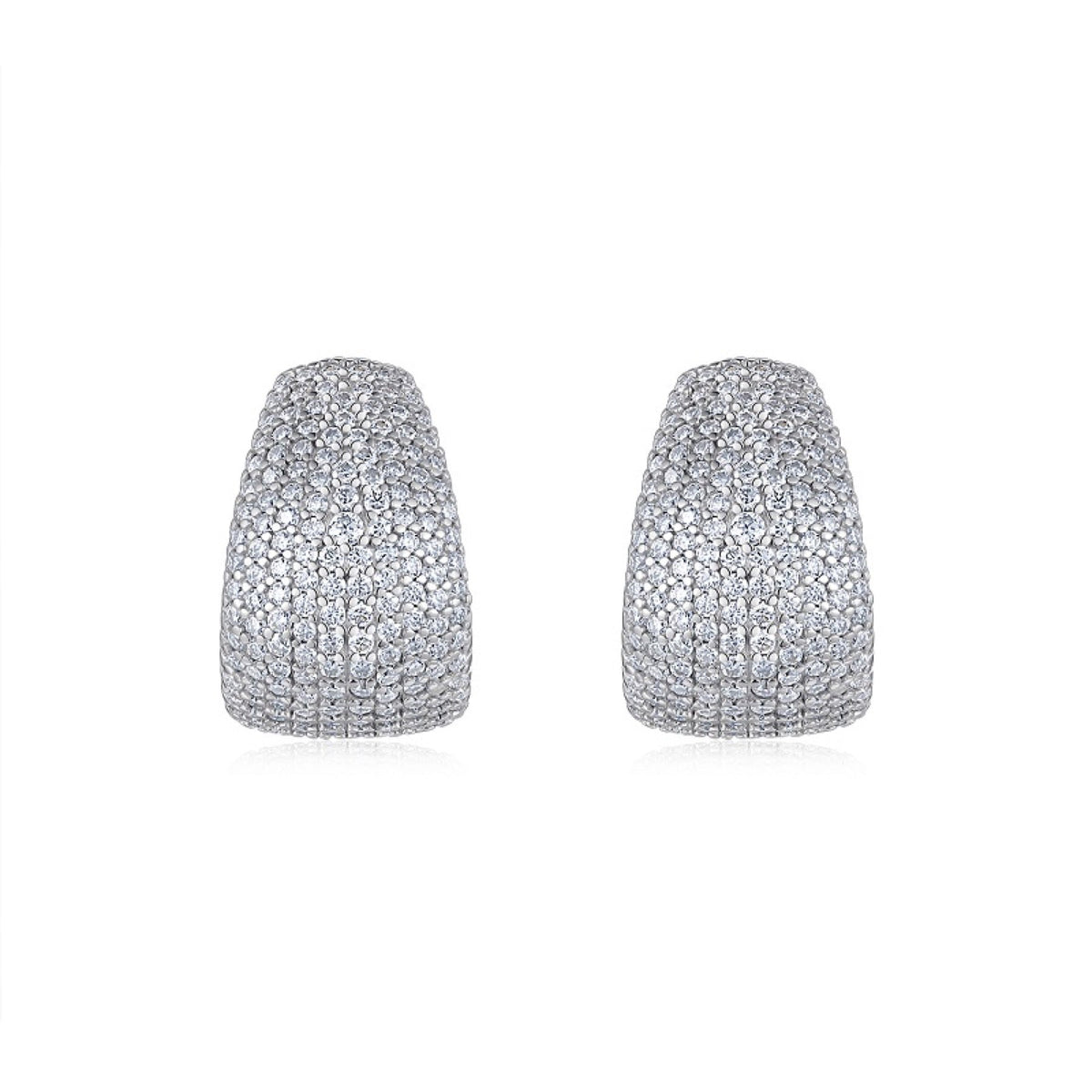 Cupola Moissanite Half-Hoop Stud Earrings in Sterling Silver