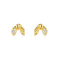 Foglie Moissanite Leaf Stud Earrings in Gold-Tone Sterling Silver