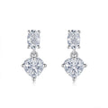 Duetto Moissanite Two-Stone Drop Earrings in Sterling Silver