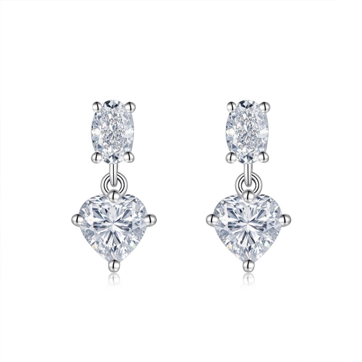 Duetto Moissanite Two-Stone Drop Earrings in Sterling Silver