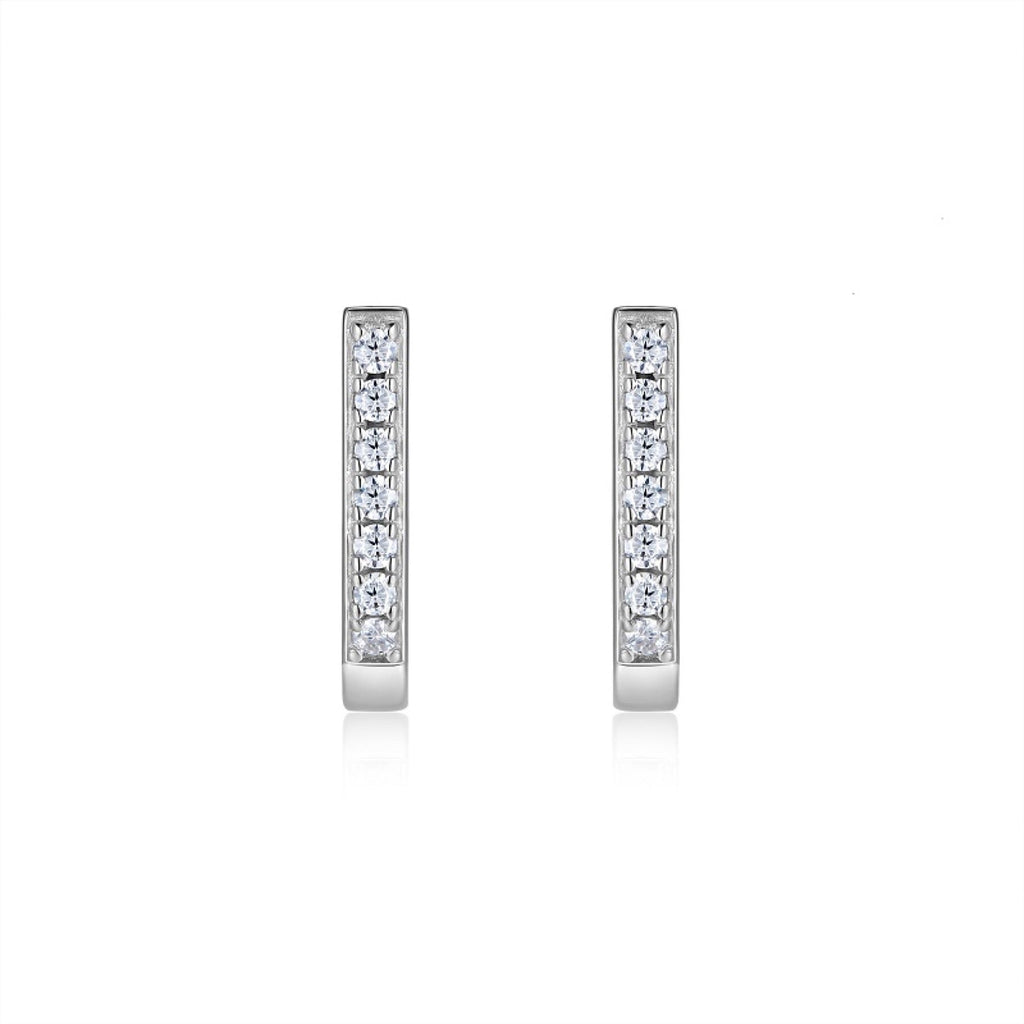 Arco Moissanite Huggie Hoop Earrings in Sterling Silver