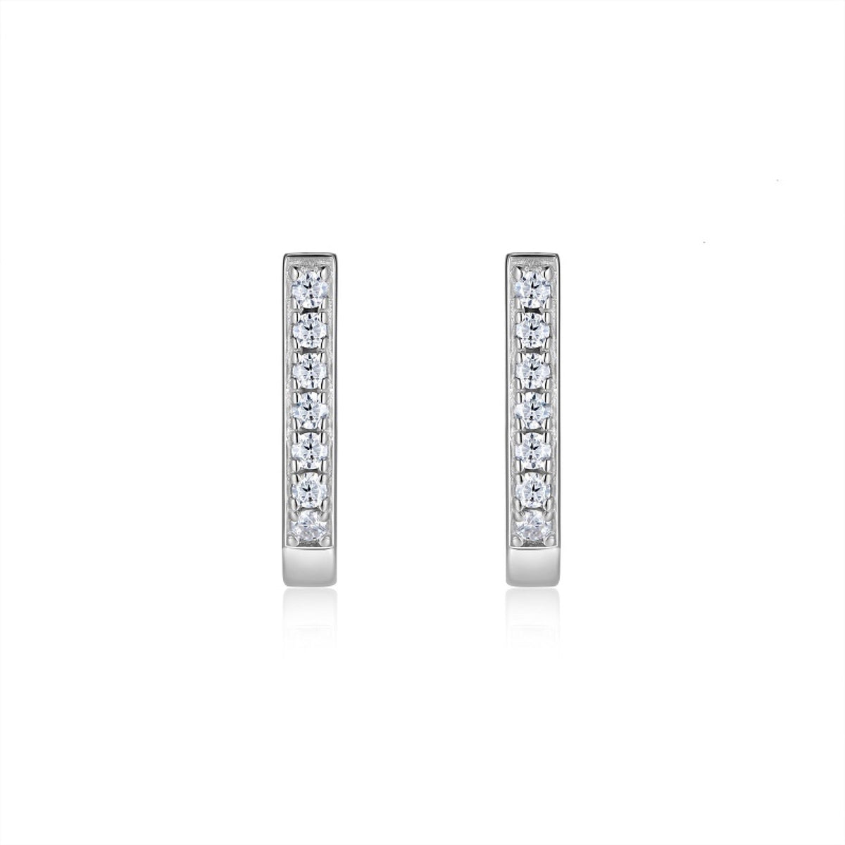 Arco Moissanite Huggie Hoop Earrings in Sterling Silver