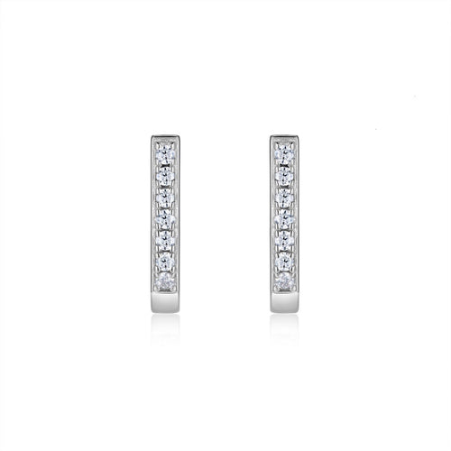 Arco Moissanite Huggie Hoop Earrings in Sterling Silver