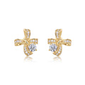 Fede Moissanite Cross Stud Earrings in Gold-Tone Sterling Silver