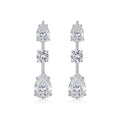 Rivolo Moissanite Three-Stone Drop Earrings in Sterling Silver