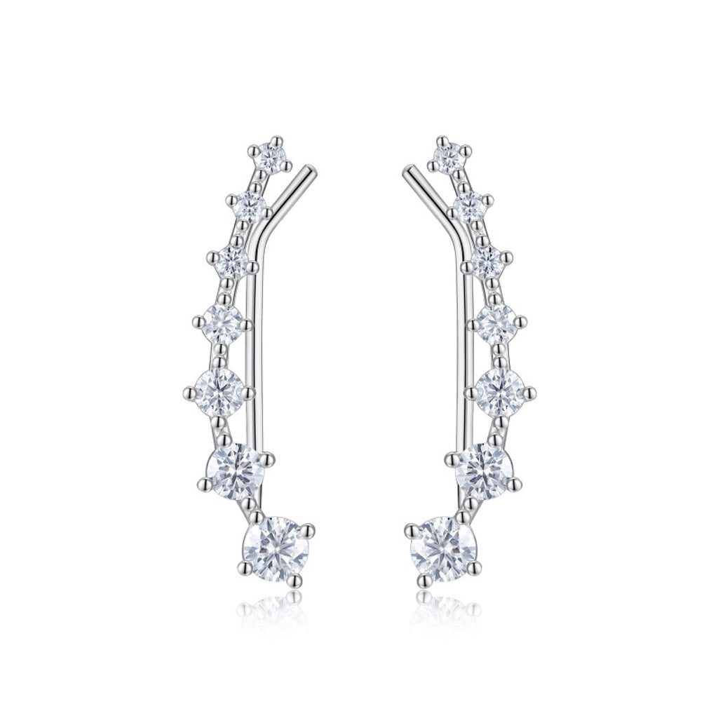 Salita Moissanite Ear Climber Earrings in Sterling Silver