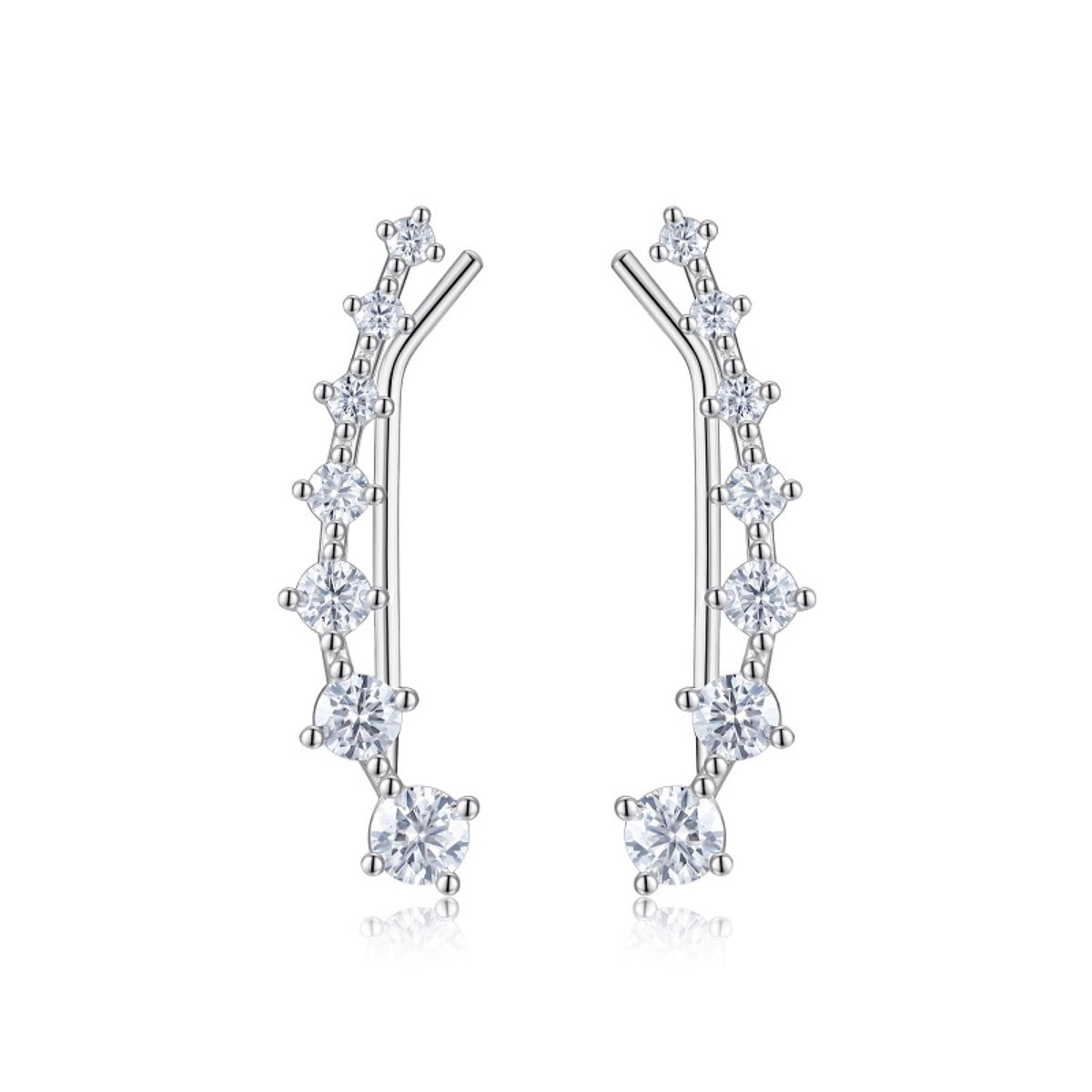 Salita Moissanite Ear Climber Earrings in Sterling Silver