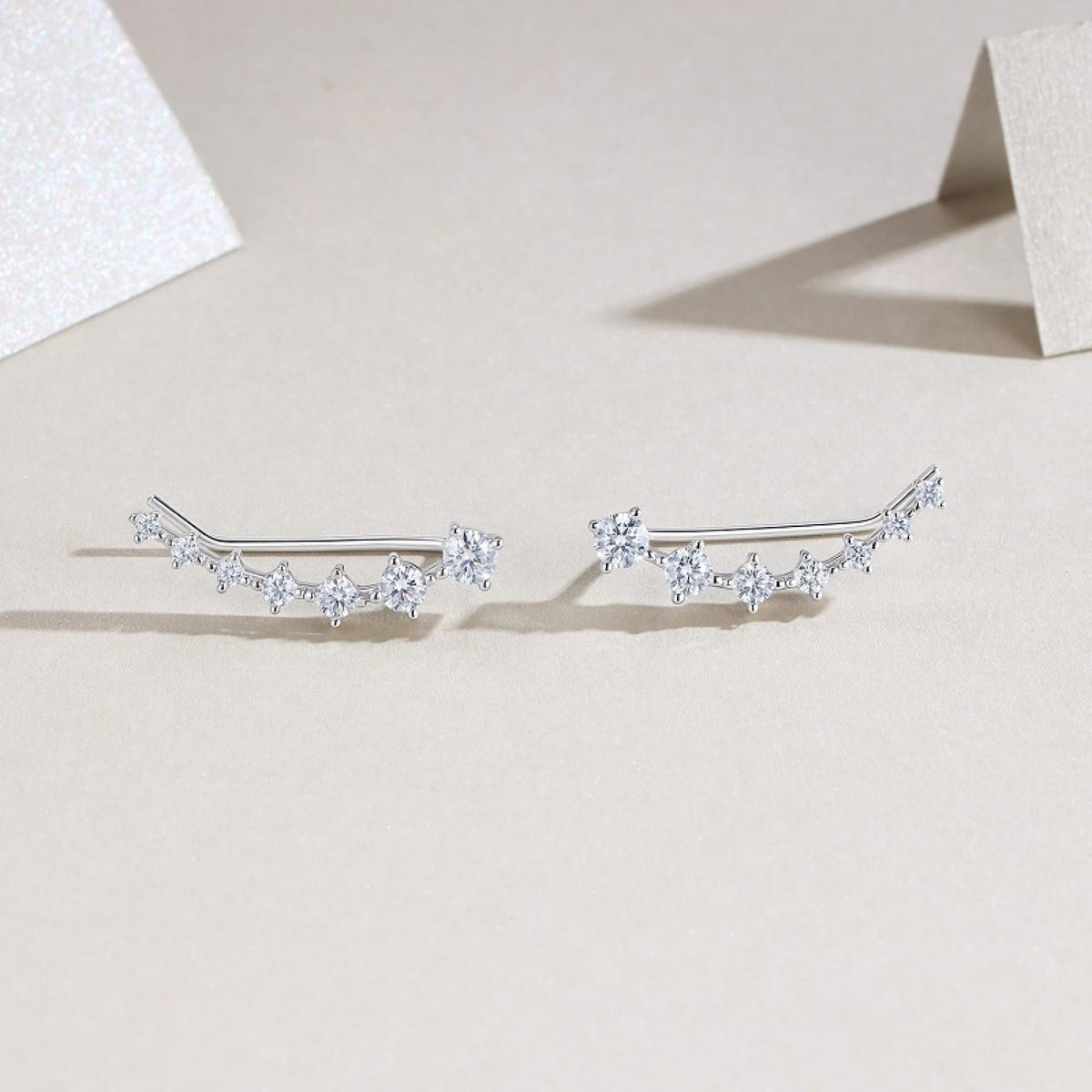 Salita Moissanite Ear Climber Earrings in Sterling Silver