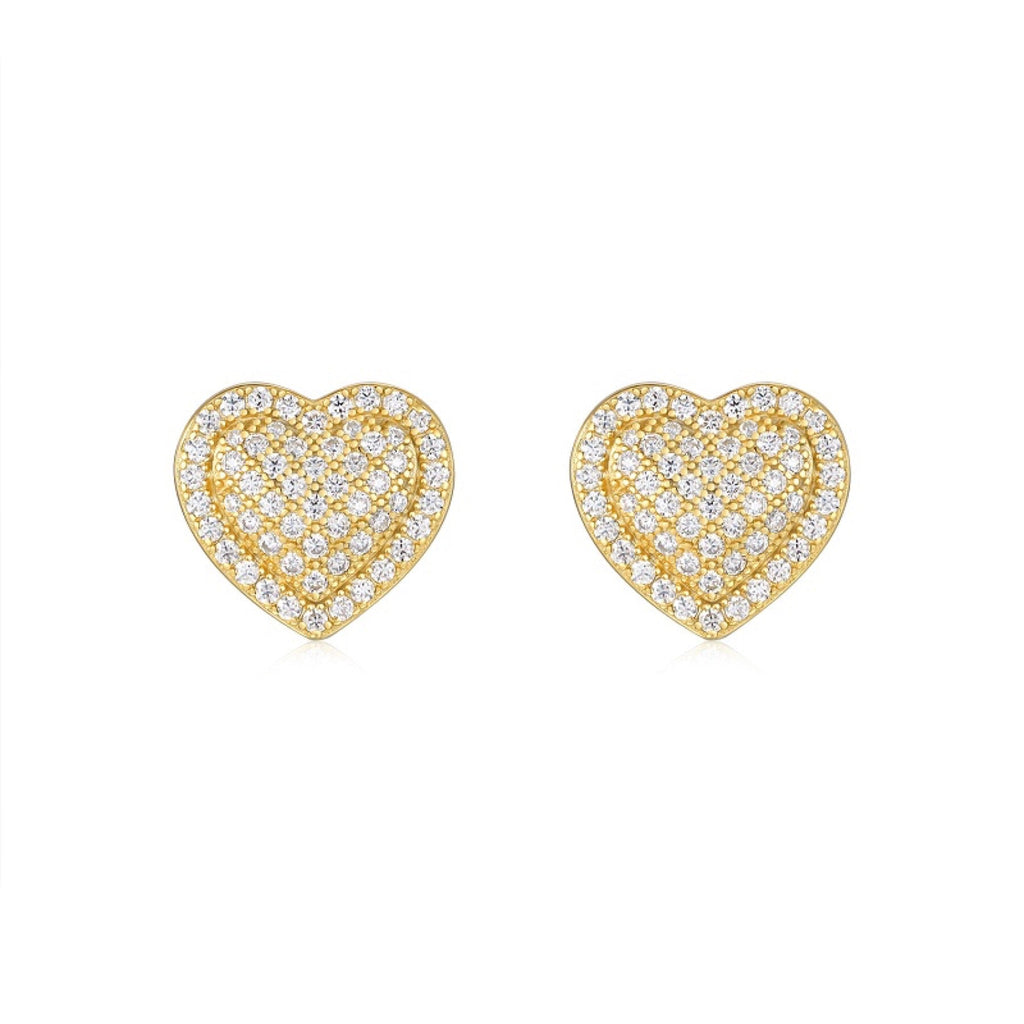 Batticuore Moissanite Heart Stud Earrings in Gold-Tone Sterling Silver