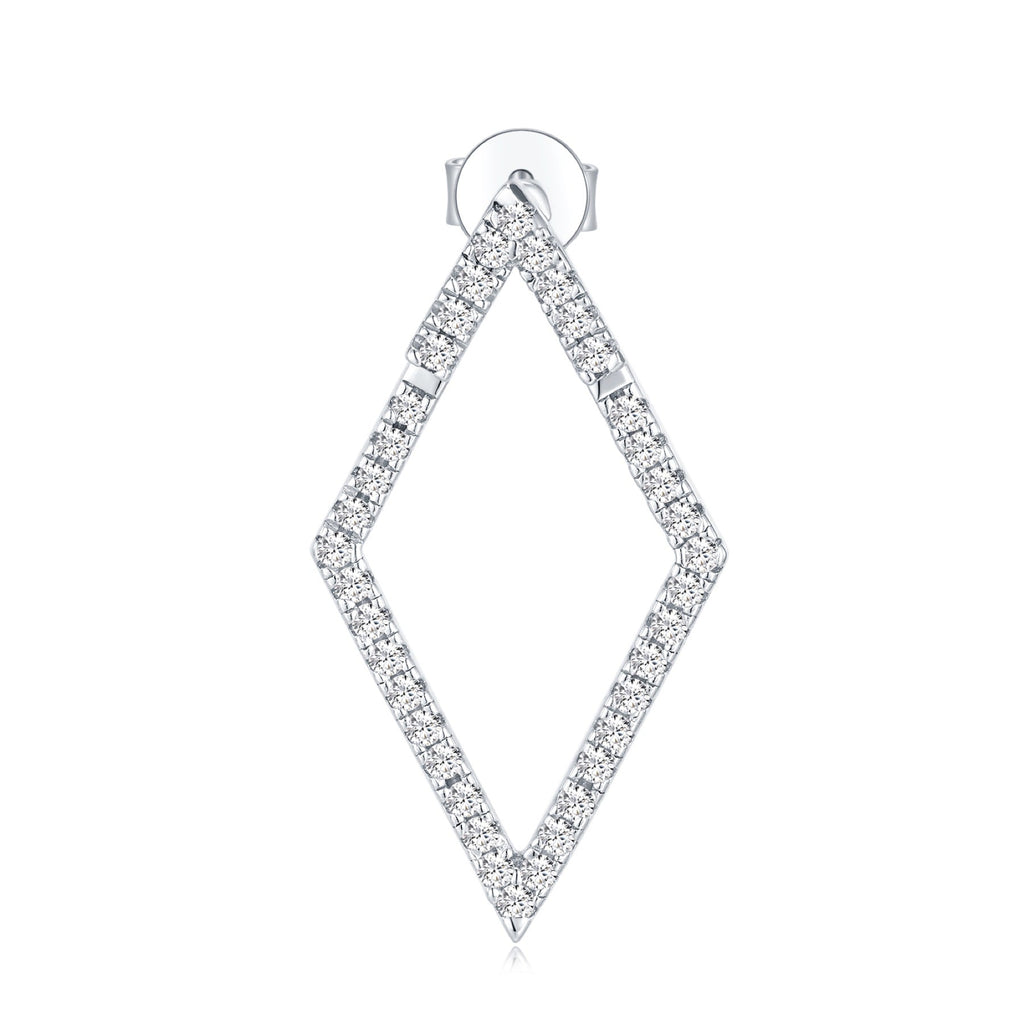 Aquilone Moissanite Rhombus Hoop Earrings in Sterling Silver