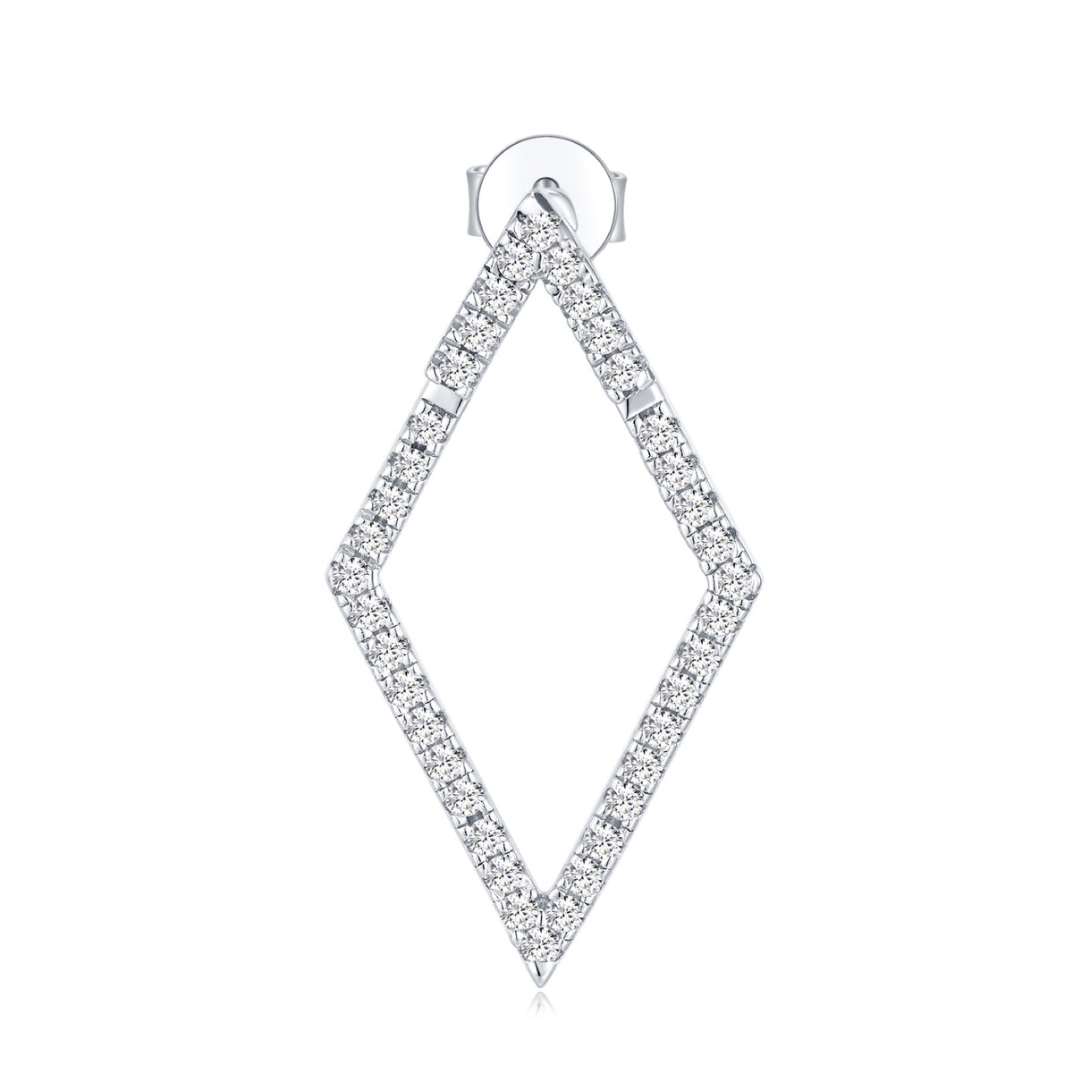 Aquilone Moissanite Rhombus Hoop Earrings in Sterling Silver