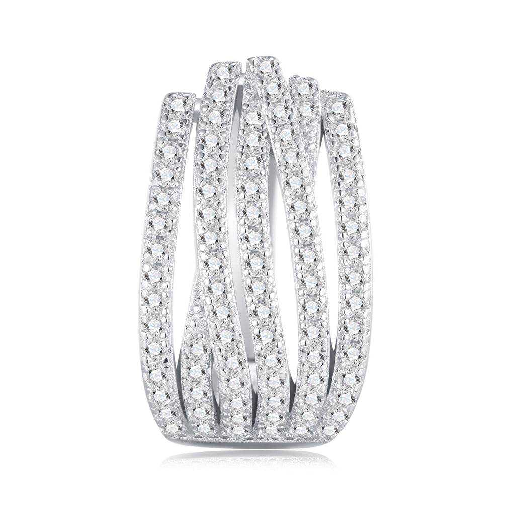 Fascia Moissanite Huggie Hoop Earrings in Sterling Silver
