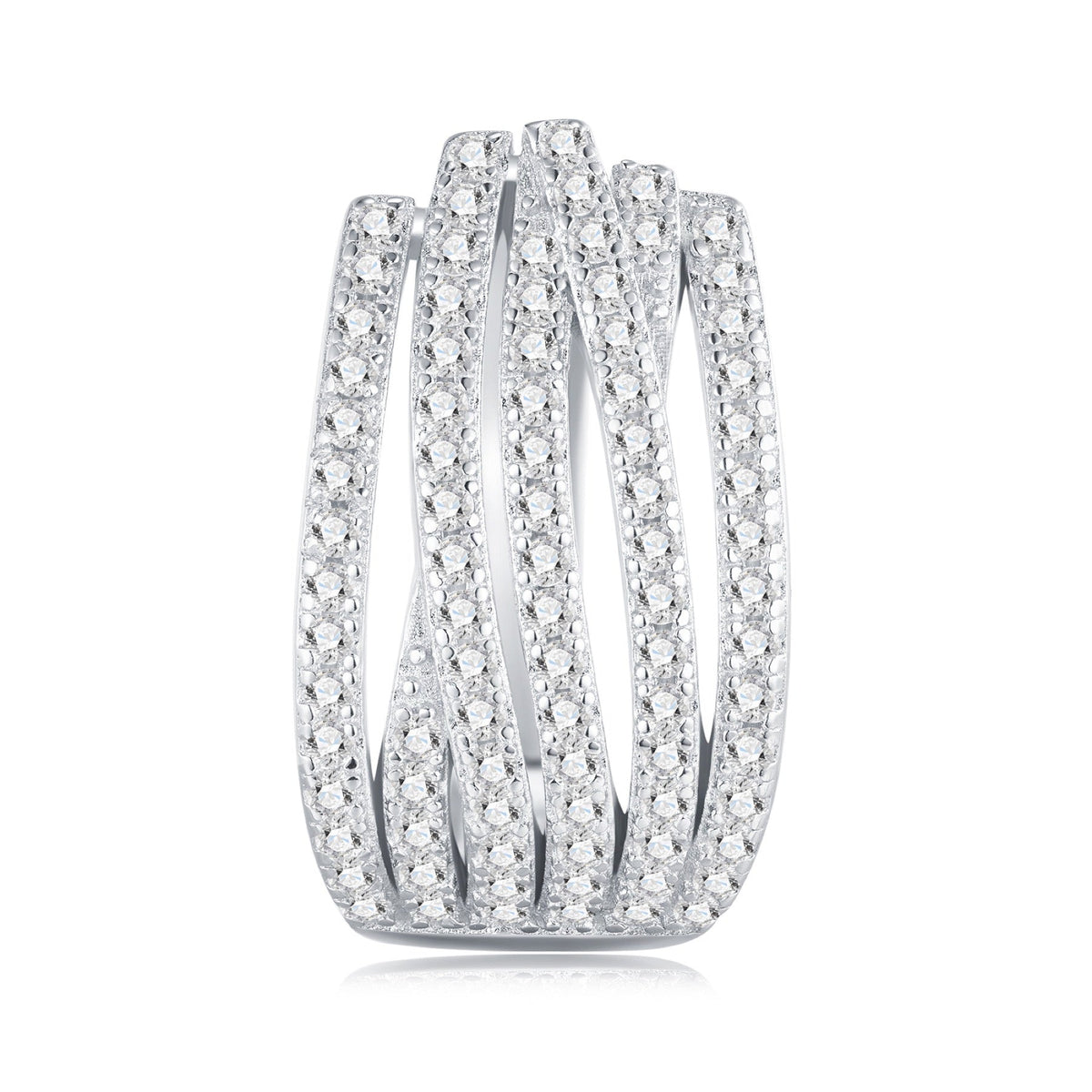 Fascia Moissanite Huggie Hoop Earrings in Sterling Silver