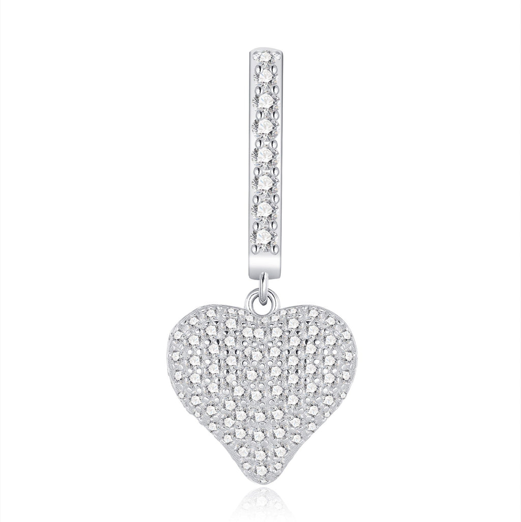 Pendente Moissanite Heart Drop Earrings in Sterling Silver