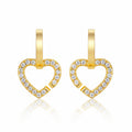 Amorino Moissanite Heart Drop Earrings in Gold-Tone Sterling Silver