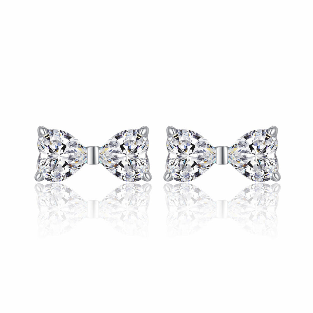 Fiocchetto Moissanite Bow Stud Earrings in Sterling Silver