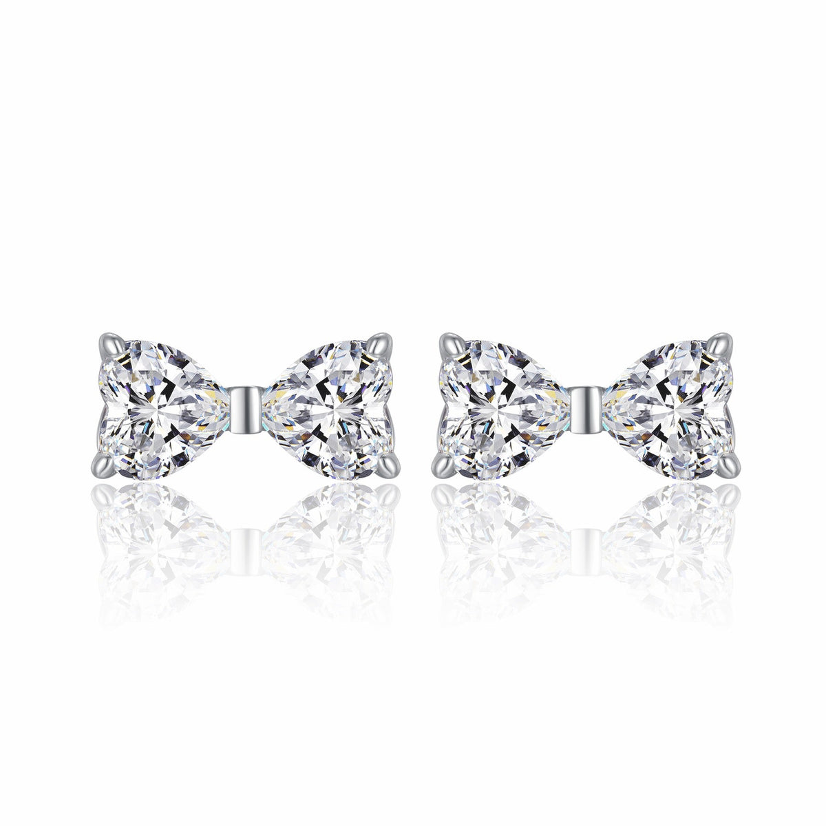 Fiocchetto Moissanite Bow Stud Earrings in Sterling Silver