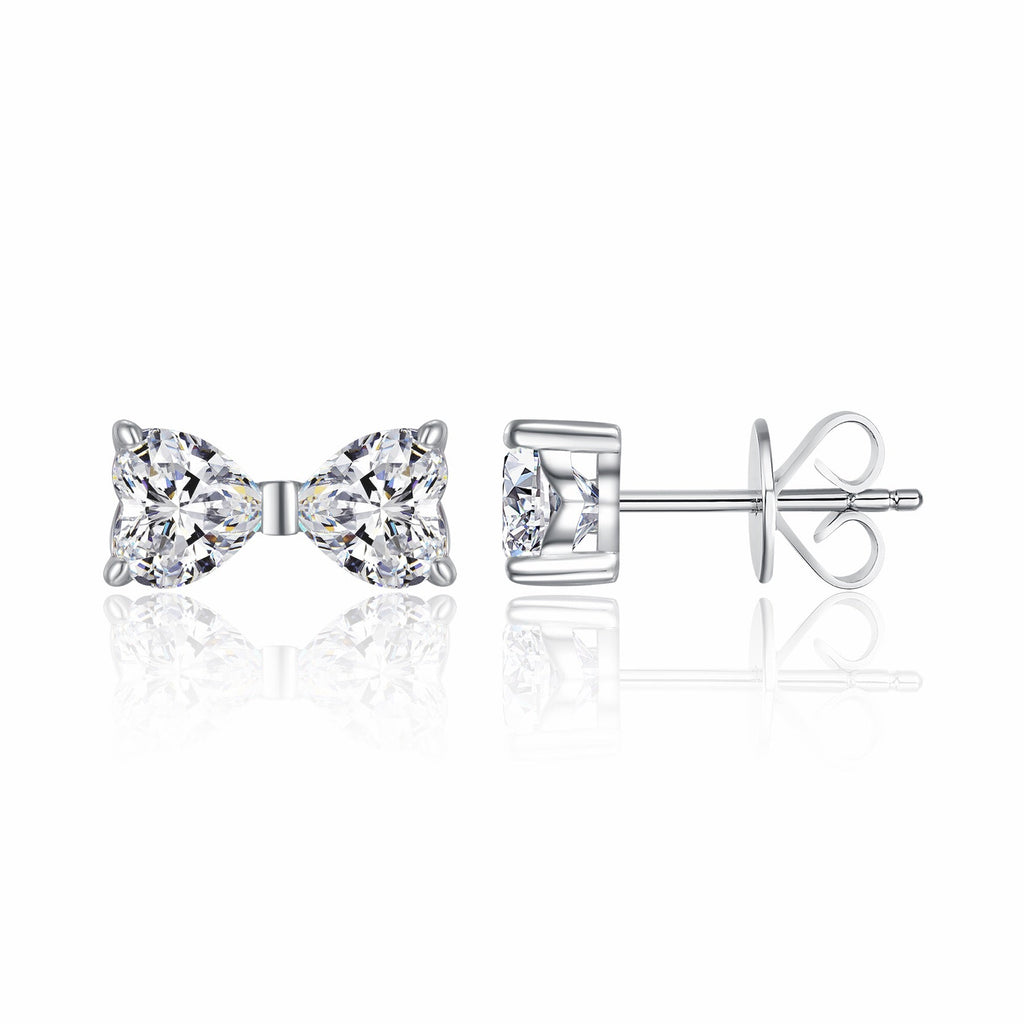 Fiocchetto Moissanite Bow Stud Earrings in Sterling Silver