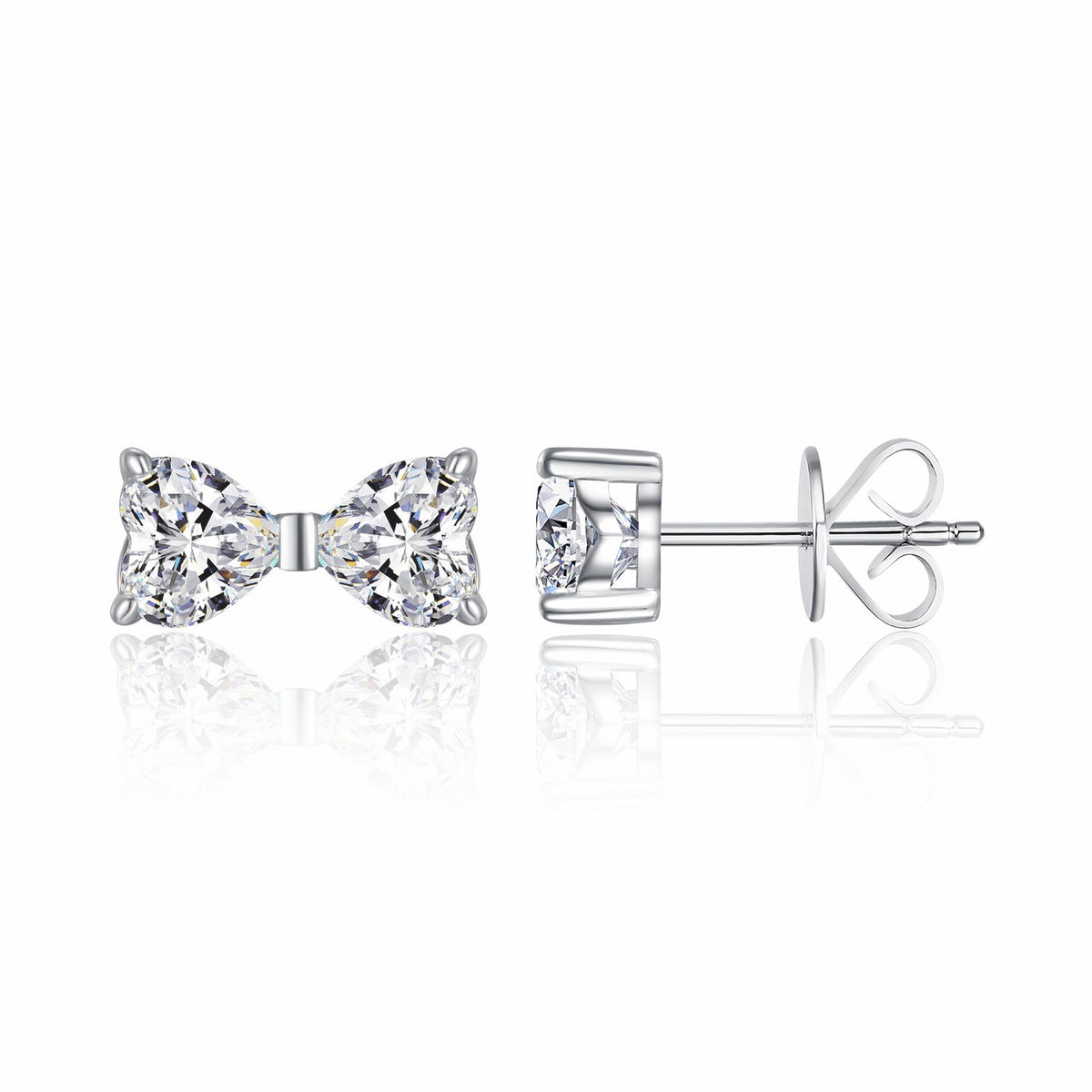 Fiocchetto Moissanite Bow Stud Earrings in Sterling Silver