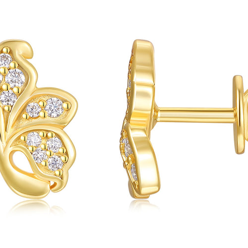 Ape Moissanite Stud Earrings in Gold-Tone Sterling Silver