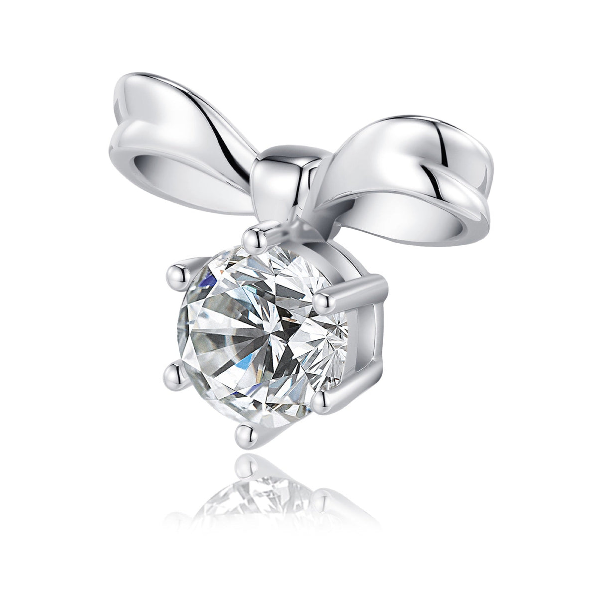 Nastro Moissanite Bow Stud Earrings in Sterling Silver