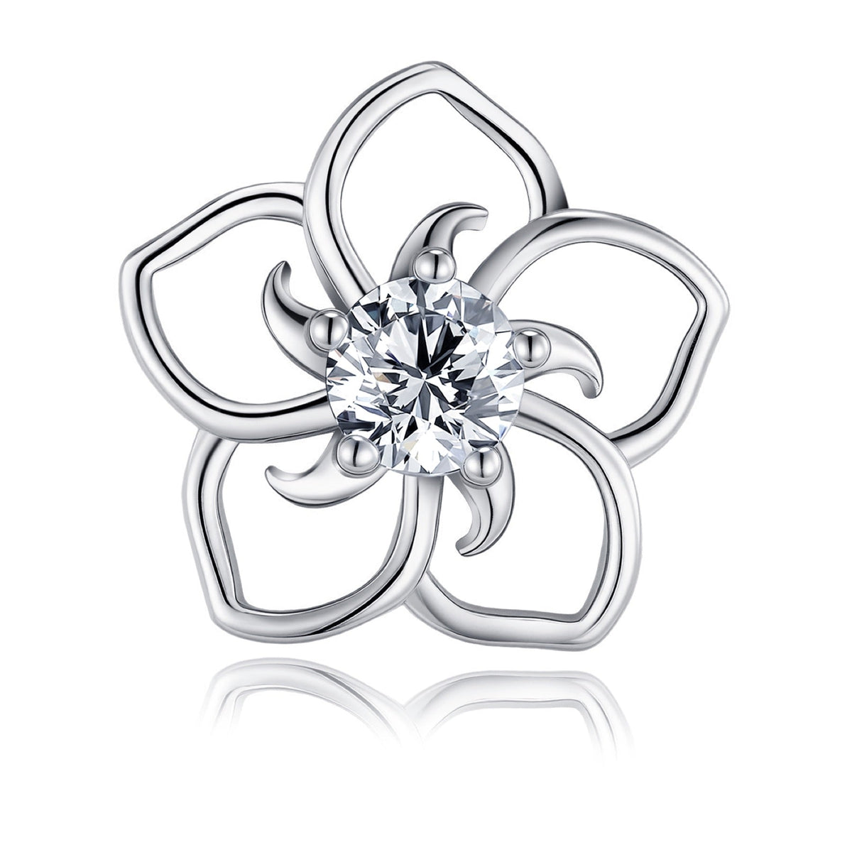 Plumeria Moissanite Flower Stud Earrings in Sterling Silver