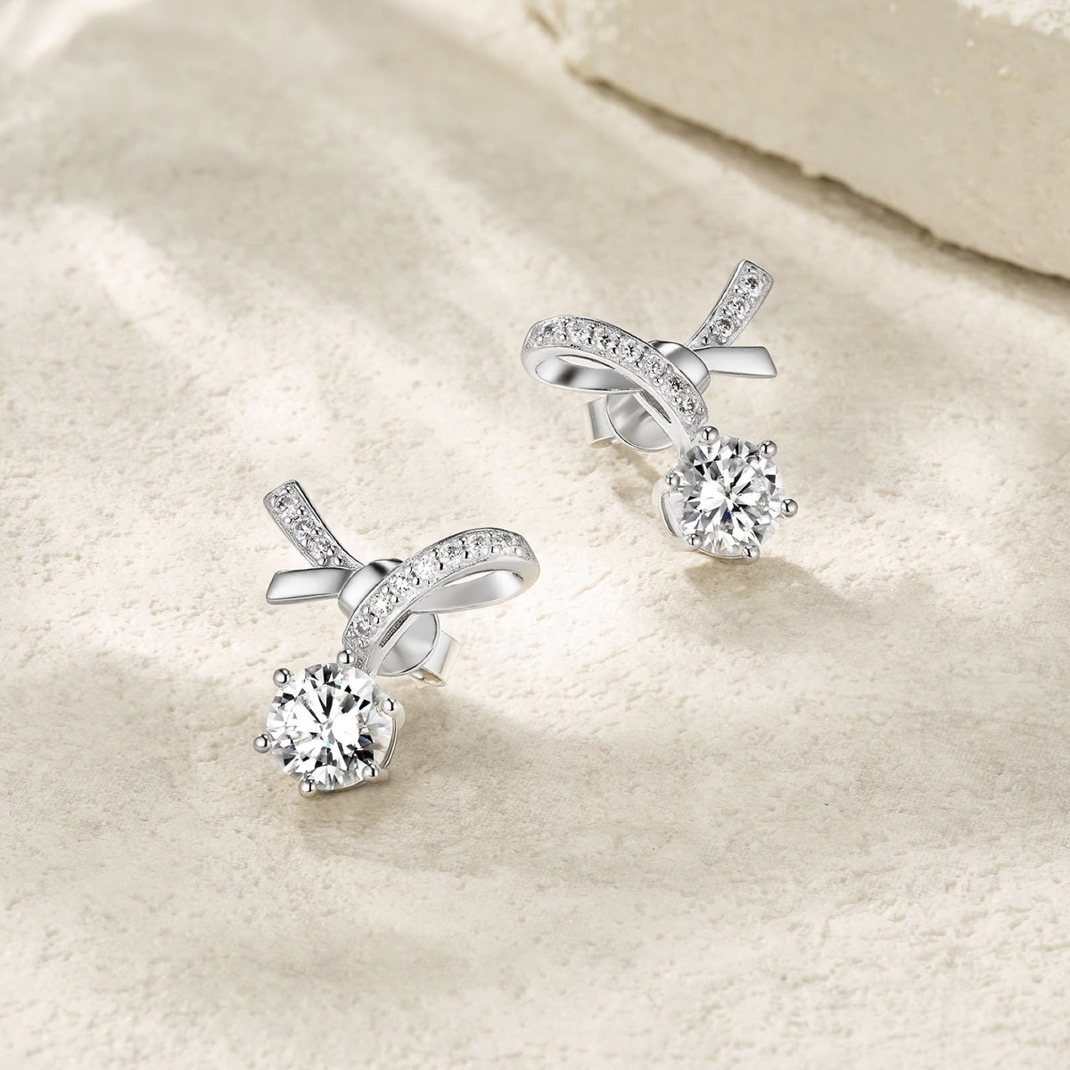 Twistlet Moissanite Drop Stud Earrings in Sterling Silver