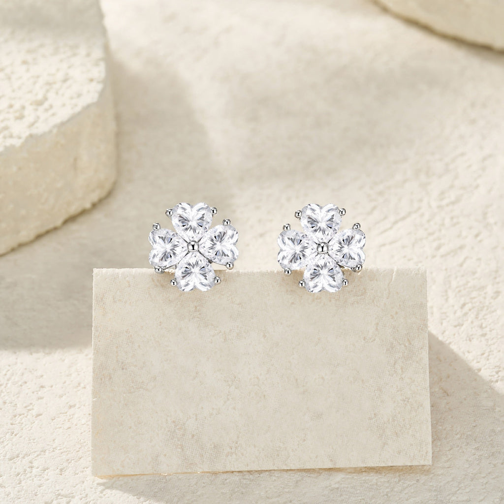 Amoreflor Moissanite Cluster Stud Earrings in Sterling Silver