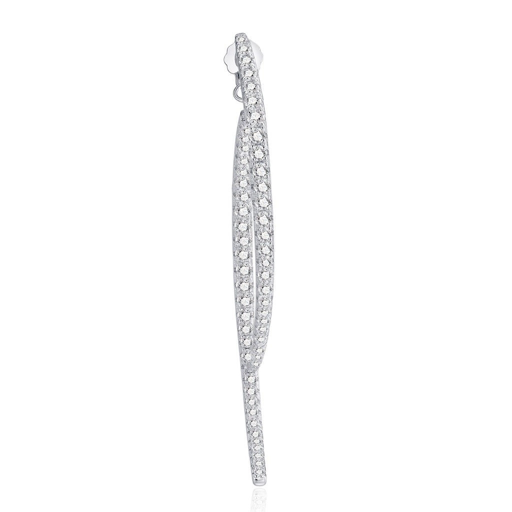 Falce Moissanite Ear Climber Earrings in Sterling Silver