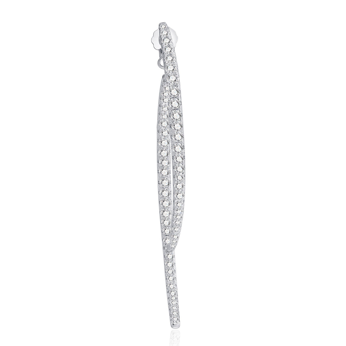 Falce Moissanite Ear Climber Earrings in Sterling Silver