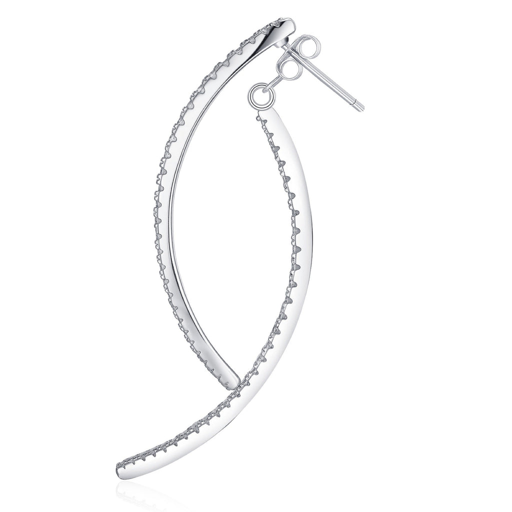 Falce Moissanite Ear Climber Earrings in Sterling Silver