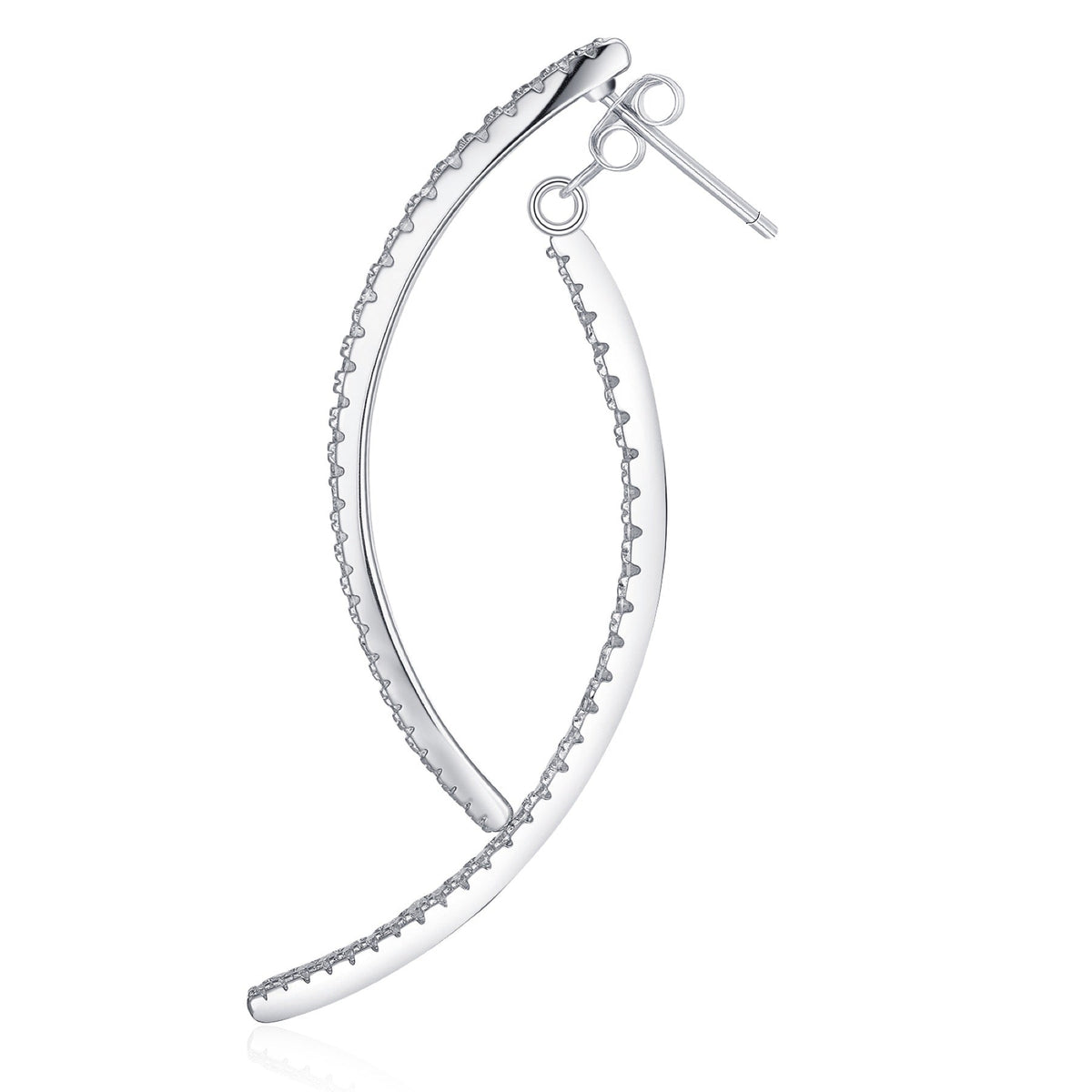 Falce Moissanite Ear Climber Earrings in Sterling Silver