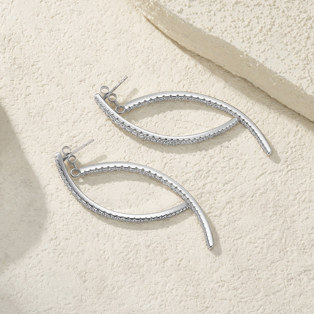 Falce Moissanite Ear Climber Earrings in Sterling Silver