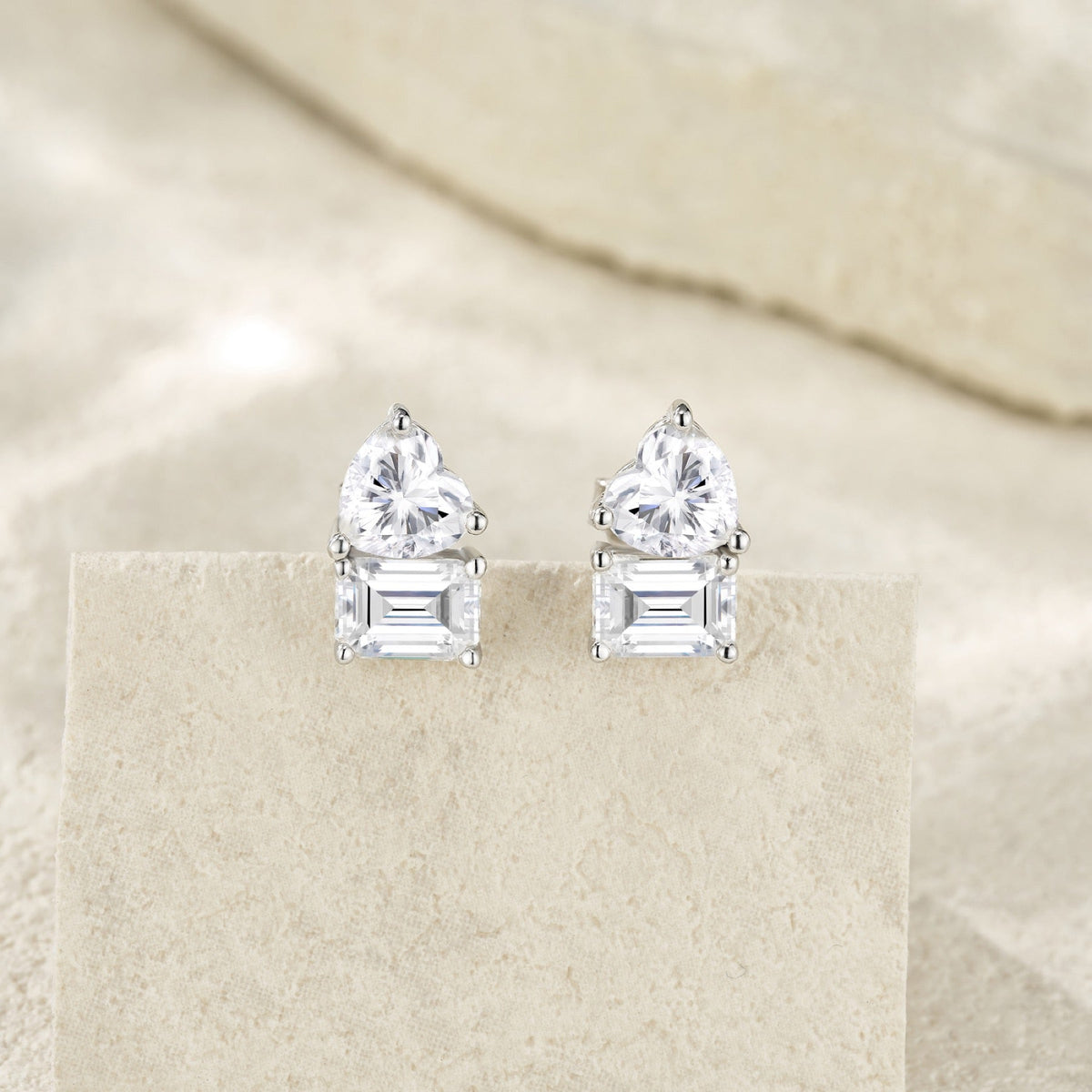 Cortese Moissanite Drop Stud Earrings in Sterling Silver