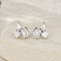 Mosaico Moissanite Cluster Stud Earrings in Sterling Silver