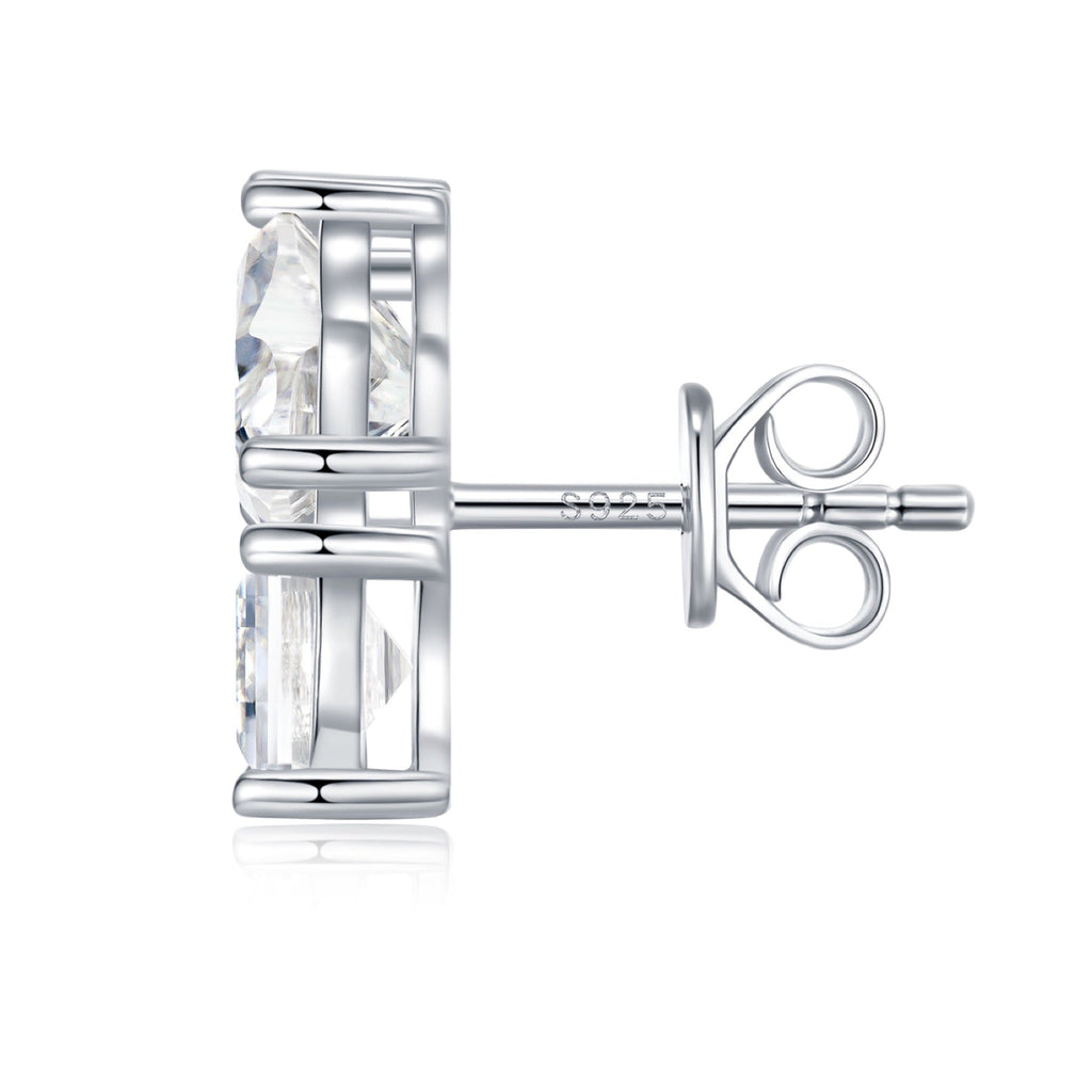 Cuoretto Moissanite Cluster Stud Earrings in Sterling Silver