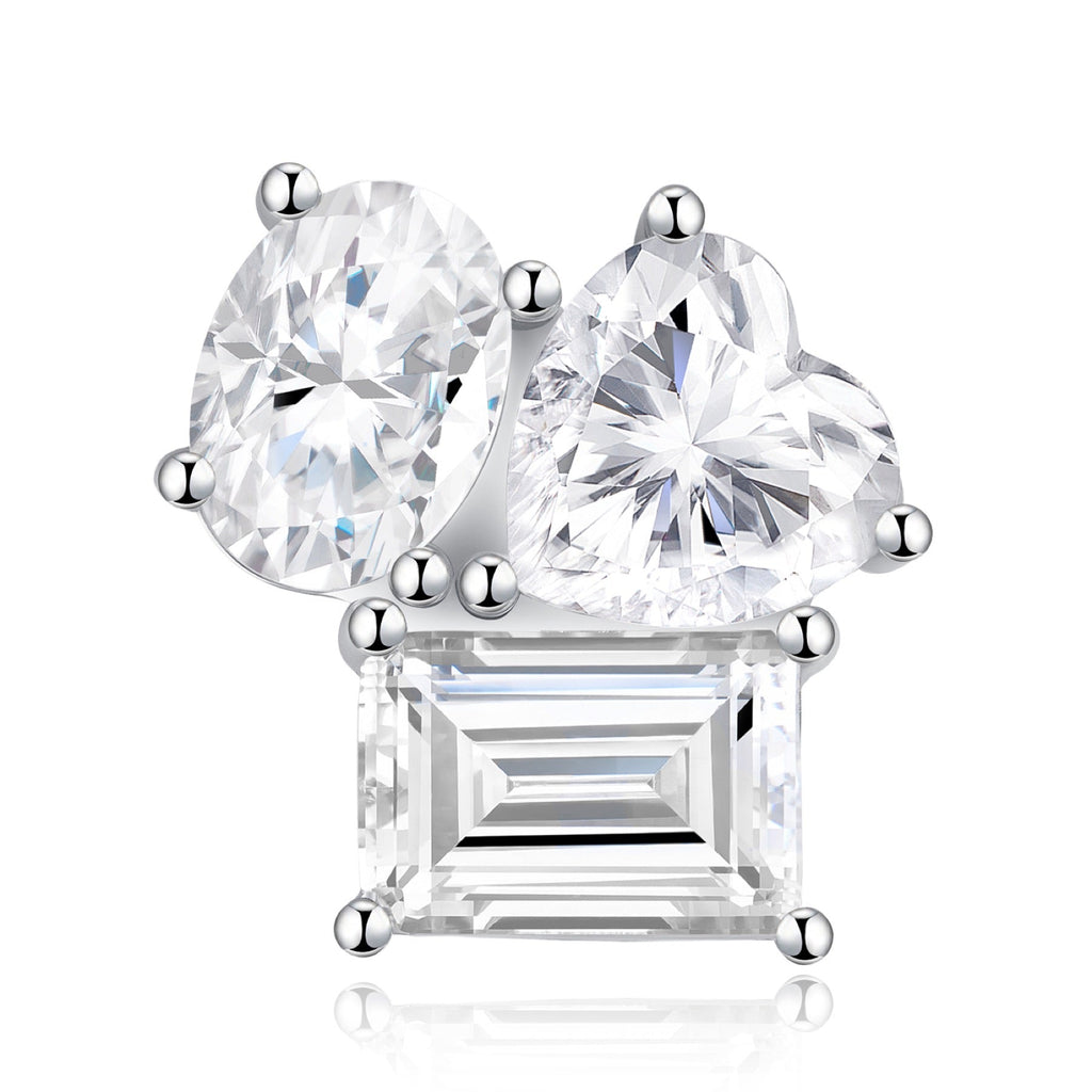 Cuoretto Moissanite Cluster Stud Earrings in Sterling Silver