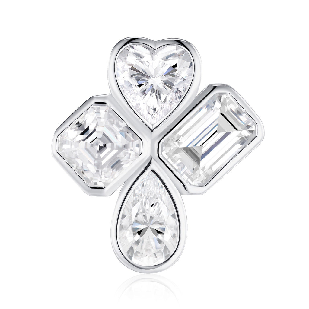 Quadricuore Moissanite Clover Stud Earrings in Sterling Silver
