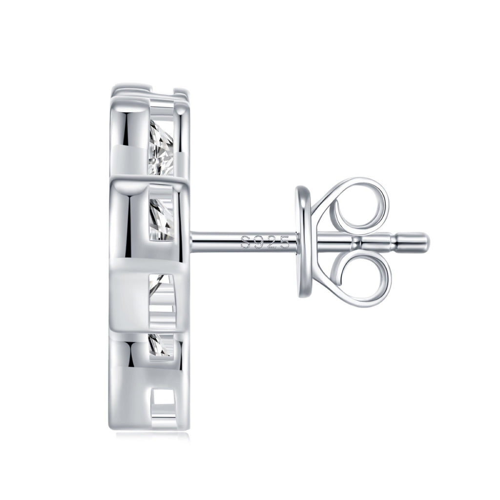 Quadricuore Moissanite Clover Stud Earrings in Sterling Silver