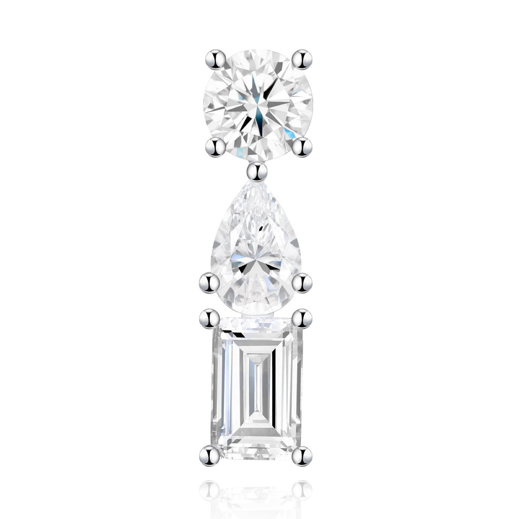 Colonnina Moissanite Drop Stud Earrings in Sterling Silver