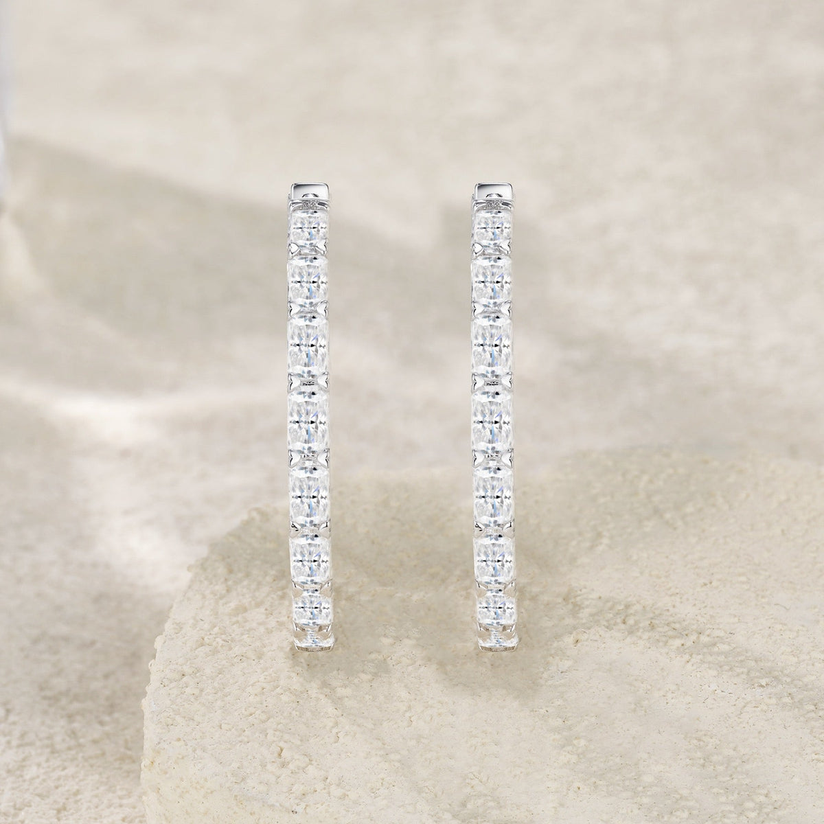 Imperiale Moissanite Hoop Earrings in Sterling Silver