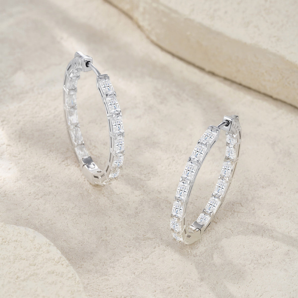Imperiale Moissanite Hoop Earrings in Sterling Silver