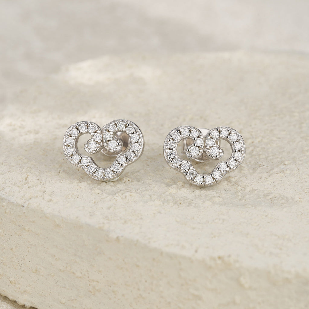 Intreccio Moissanite Heart Stud Earrings in Sterling Silver