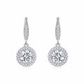 Aureola 1 Carat Moissanite Halo Drop Earrings in Sterling Silver