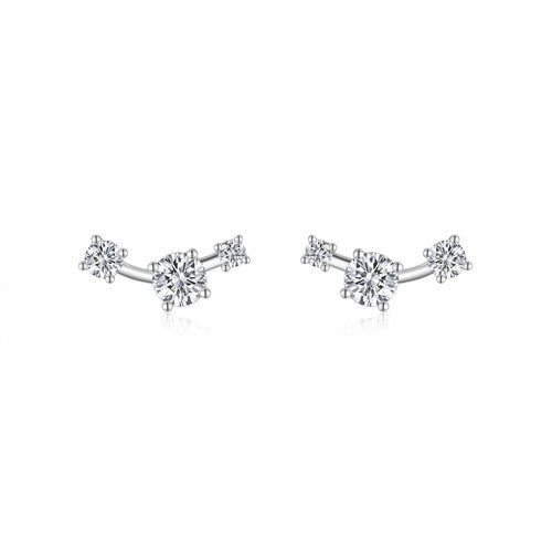 Ascesa Moissanite Climber Stud Earrings in Sterling Silver